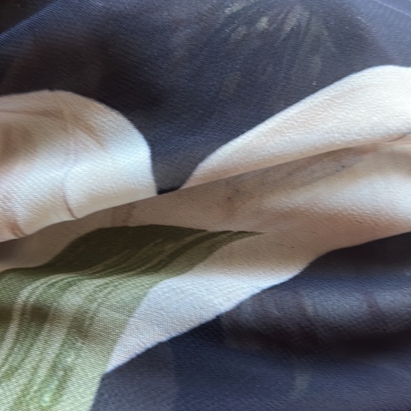 Navy blue dress with floral designs see through from the knees to bottom & chest - Picture 3 of 3